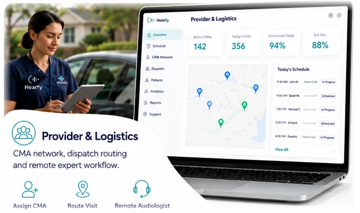 The provider console: CMA dispatch, routing and remote audiologist review